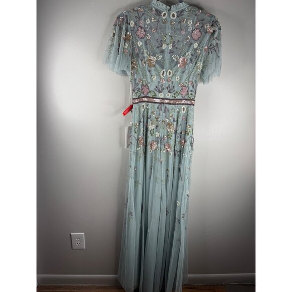 Mac Duggal 9136 Embellished High Neck Butterfly Sleeve Gown Sz 2 NWT Mint Multi - Picture 9 of 10